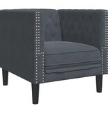 VidaXL Chesterfield Bank Stoel Donkergrijs 71 x 74.5 x 70.5 cm Fluweel