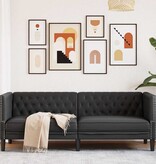 VidaXL Chesterfieldbank Geruit Zwart 194 x 74.5 x 70.5 cm Kunstleer