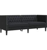 VidaXL Chesterfieldbank Geruit Zwart 194 x 74.5 x 70.5 cm Kunstleer