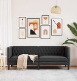 VidaXL Chesterfieldbank Geruit Zwart 194 x 74.5 x 70.5 cm Kunstleer