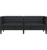 VidaXL Chesterfieldbank Geruit Zwart 194 x 74.5 x 70.5 cm Kunstleer