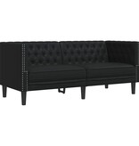 VidaXL Chesterfieldbank Geruit Zwart 174 x 74.5 x 70.5 cm Kunstleer