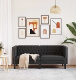 VidaXL Chesterfieldbank Geruit Zwart 174 x 74.5 x 70.5 cm Kunstleer