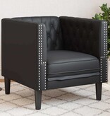 VidaXL Chesterfield Bank Stoel Zwart 71 x 74.5 x 70.5 cm Kunstleer