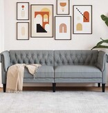 VidaXL Chesterfieldbank Anders Lichtgrijs 201.5 x 74.5 x 74.5 cm Stof