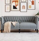 VidaXL Chesterfieldbank Anders Lichtgrijs 182.5 x 74.5 x 74.5 cm Stof