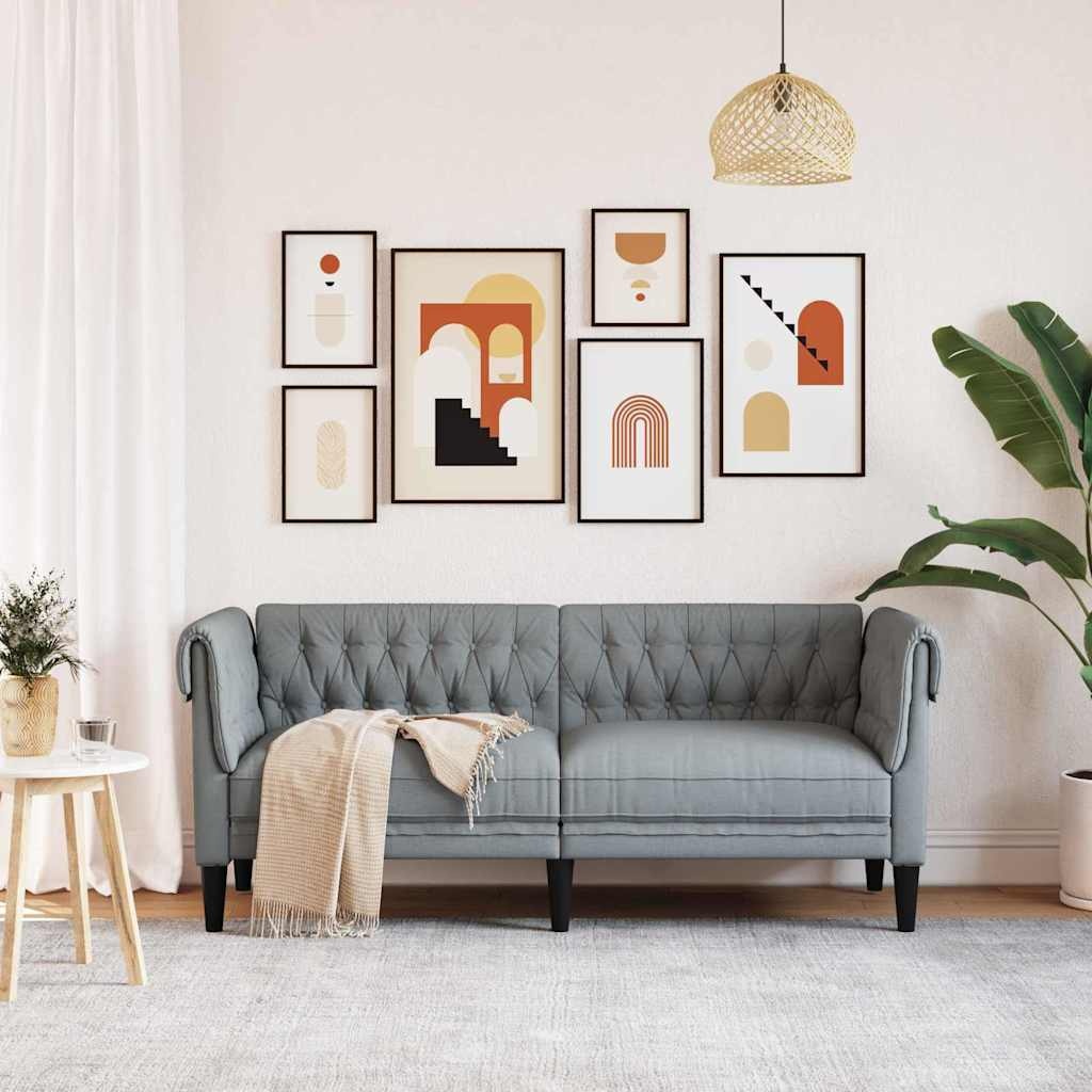 VidaXL Chesterfieldbank Anders Lichtgrijs 182.5 x 74.5 x 74.5 cm Stof