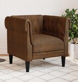 VidaXL Chesterfield Bank Stoel met kussen Bruin 78.5 x 74.5 x 74.5 cm