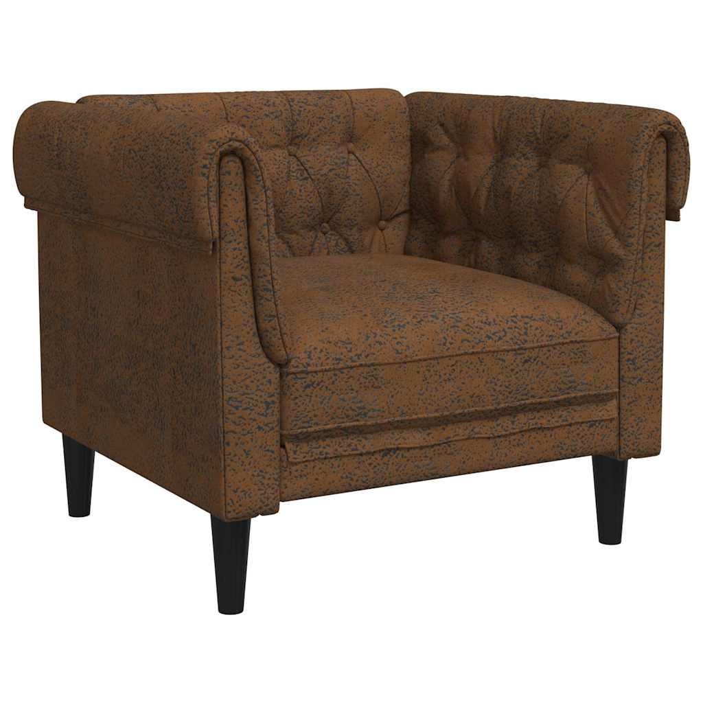 VidaXL Chesterfield Bank Stoel met kussen Bruin 78.5 x 74.5 x 74.5 cm