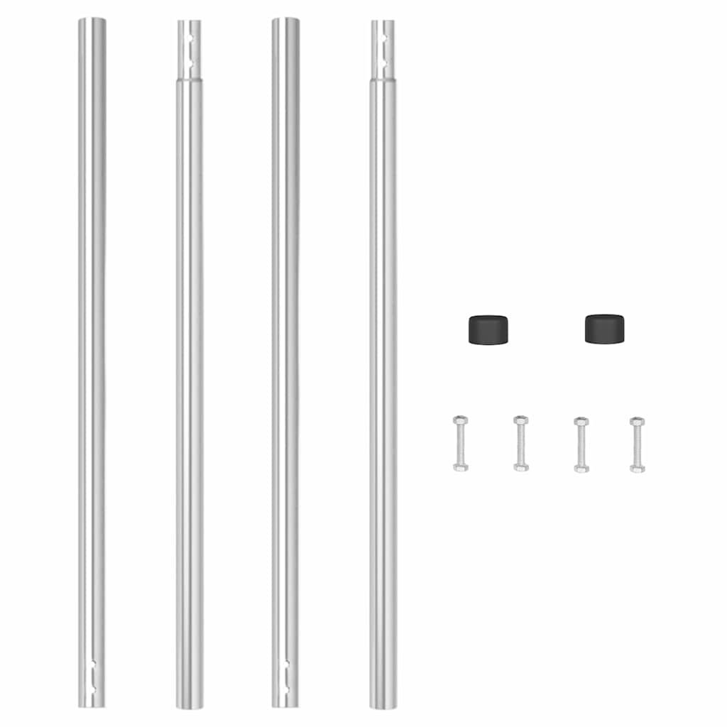 VidaXL Hekpalen 2 pcs Zilver 180 cm Poedergecoat staal