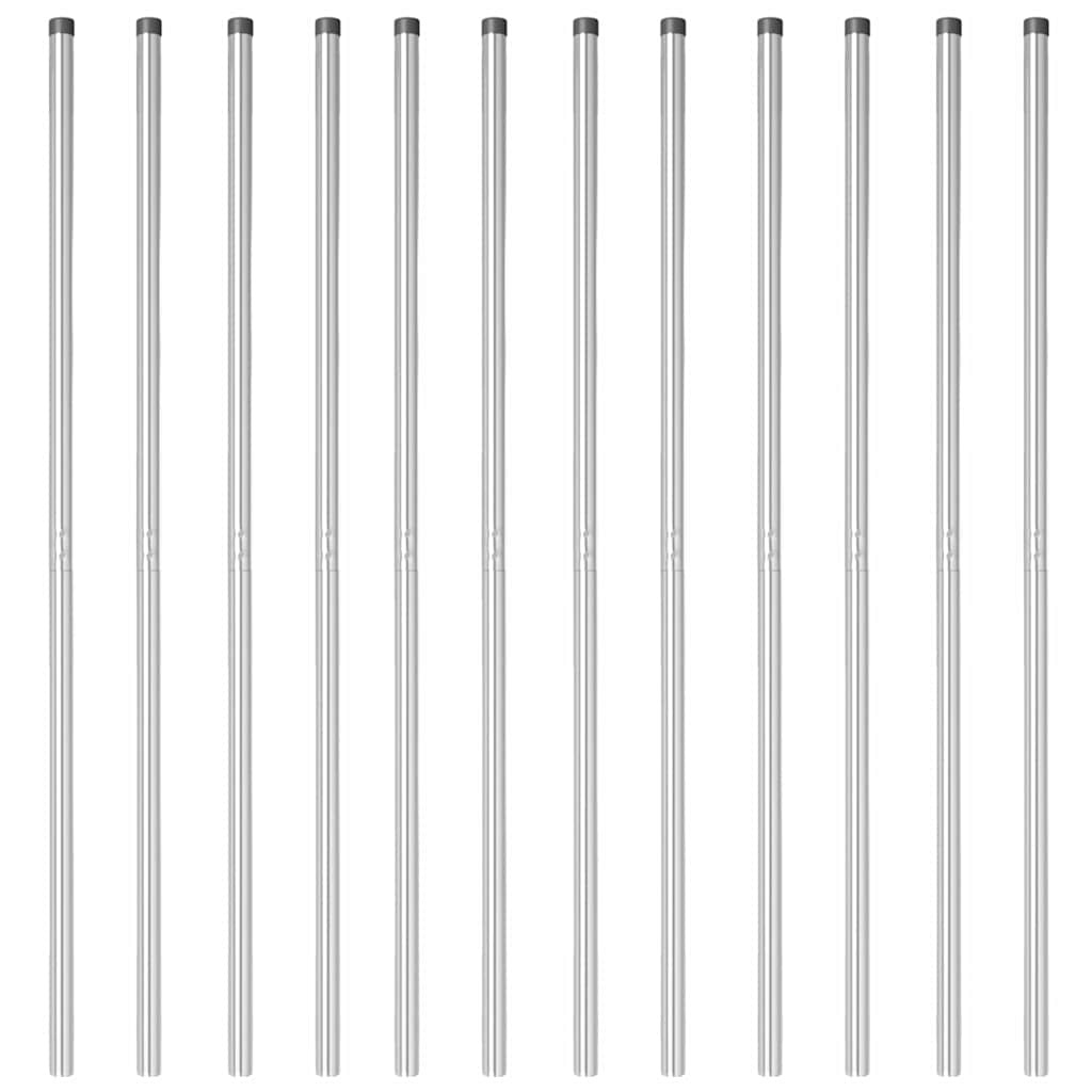 VidaXL Hekpalen 12 pcs Zilver 140 cm Poedergecoat staal