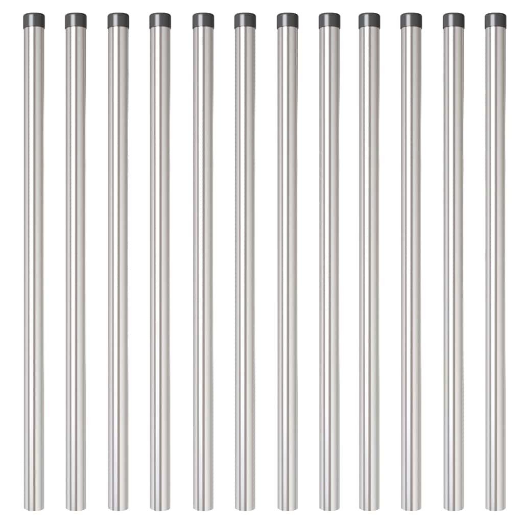 VidaXL Hekpalen 12 pcs Zilver 120 cm Poedergecoat staal