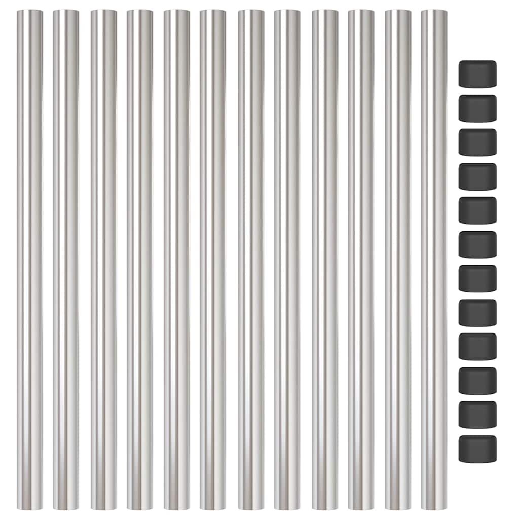 VidaXL Hekpalen 12 pcs Zilver 80 cm Poedergecoat staal