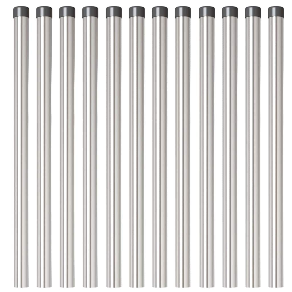 VidaXL Hekpalen 12 pcs Zilver 70 cm Poedergecoat staal