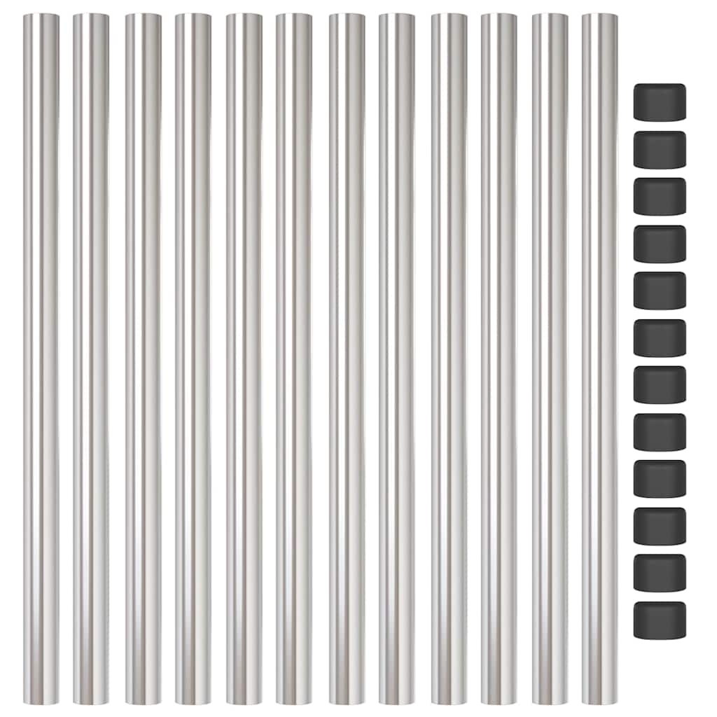 VidaXL Hekpalen 12 pcs Zilver 70 cm Poedergecoat staal
