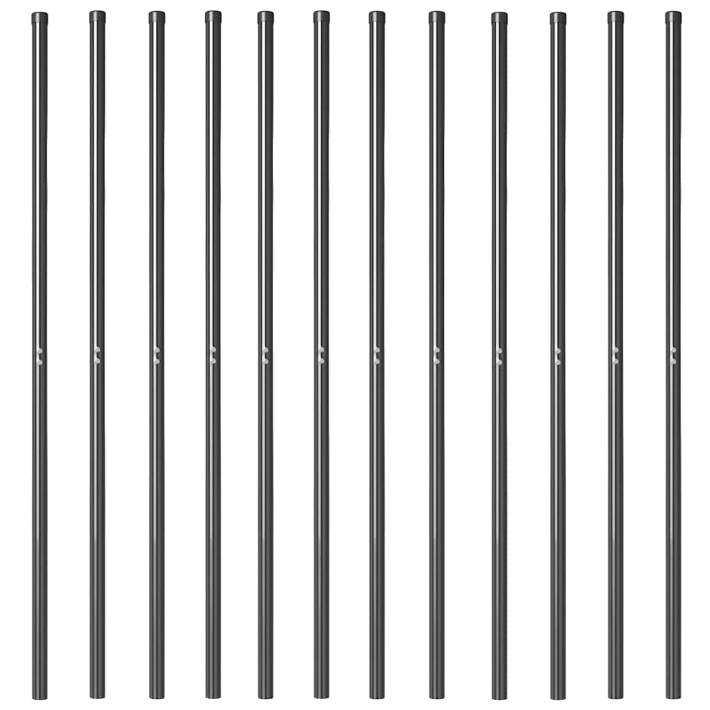 VidaXL Hekpalen 12 pcs Grijs 140 cm Poedergecoat staal