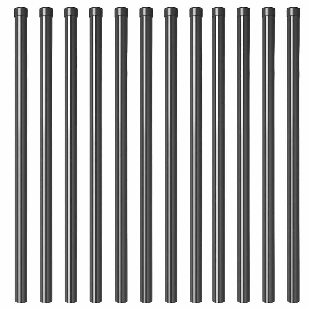 VidaXL Hekpalen 12 pcs Grijs 100 cm Poedergecoat staal