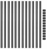 VidaXL Hekpalen 12 pcs Grijs 100 cm Poedergecoat staal