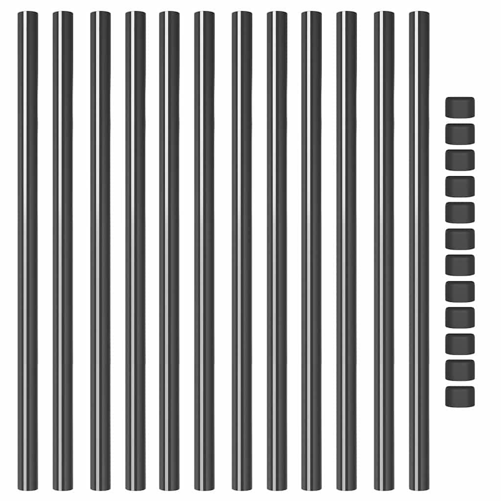 VidaXL Hekpalen 12 pcs Grijs 100 cm Poedergecoat staal