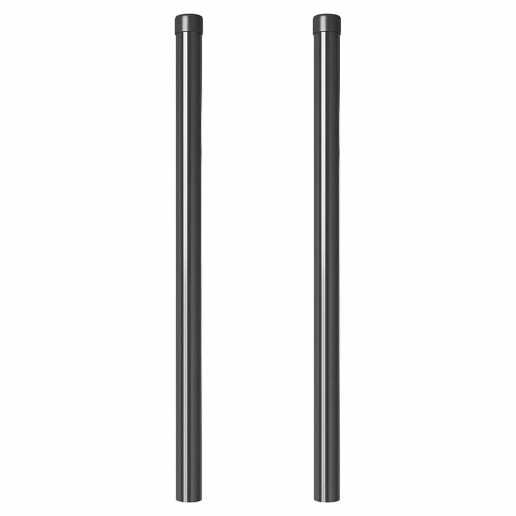 VidaXL Hekpalen 2 pcs Grijs 70 cm Poedergecoat staal