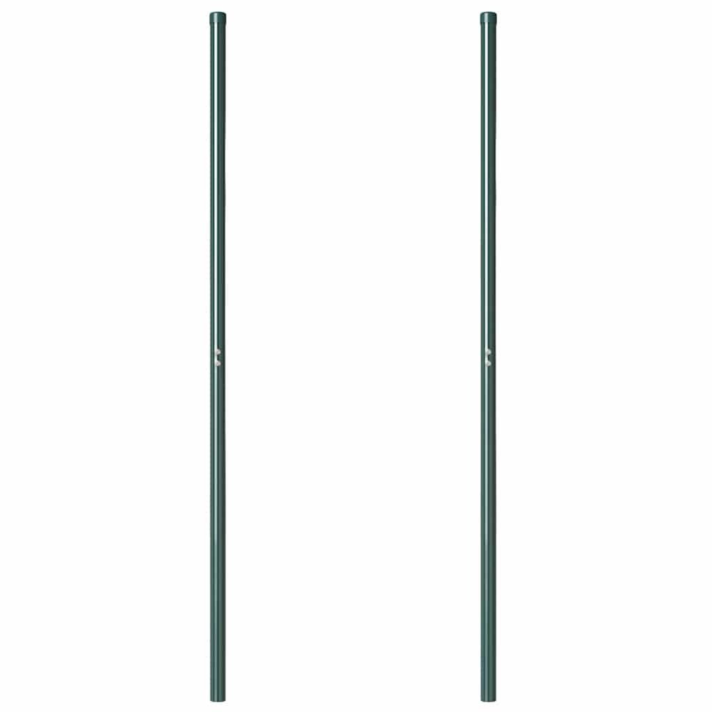 VidaXL Hekpalen 2 pcs Groen 200 cm Poedergecoat staal