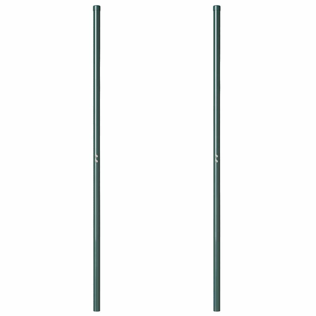VidaXL Hekpalen 2 pcs Groen 180 cm Poedergecoat staal