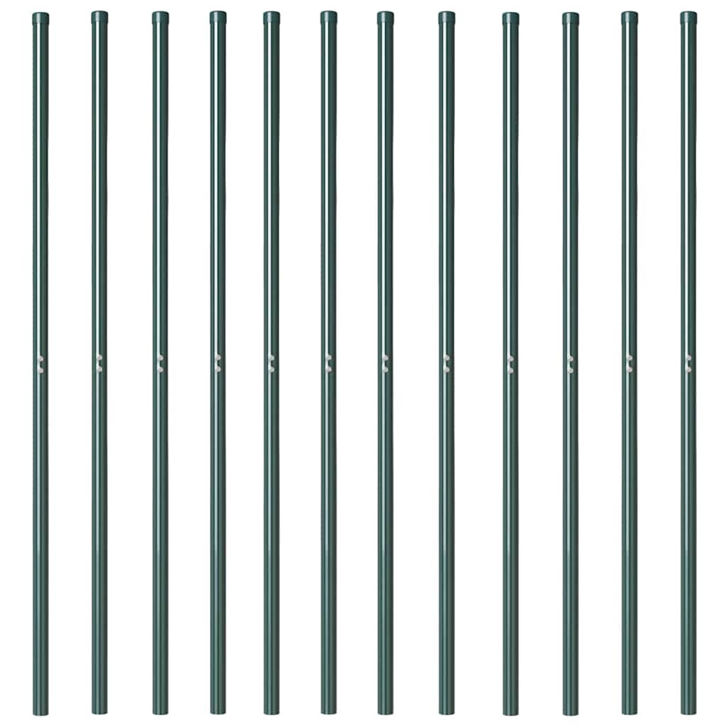 VidaXL Hekpalen 12 pcs Groen 140 cm Poedergecoat staal