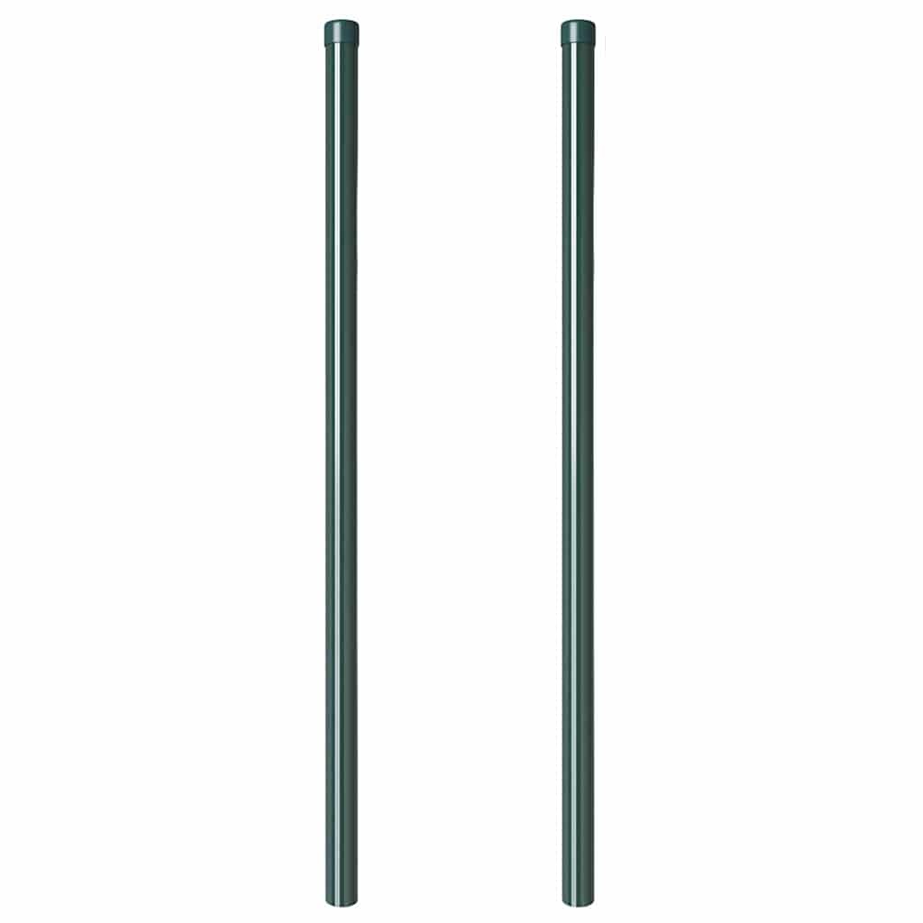 VidaXL Hekpalen 2 pcs Groen 120 cm Poedergecoat staal