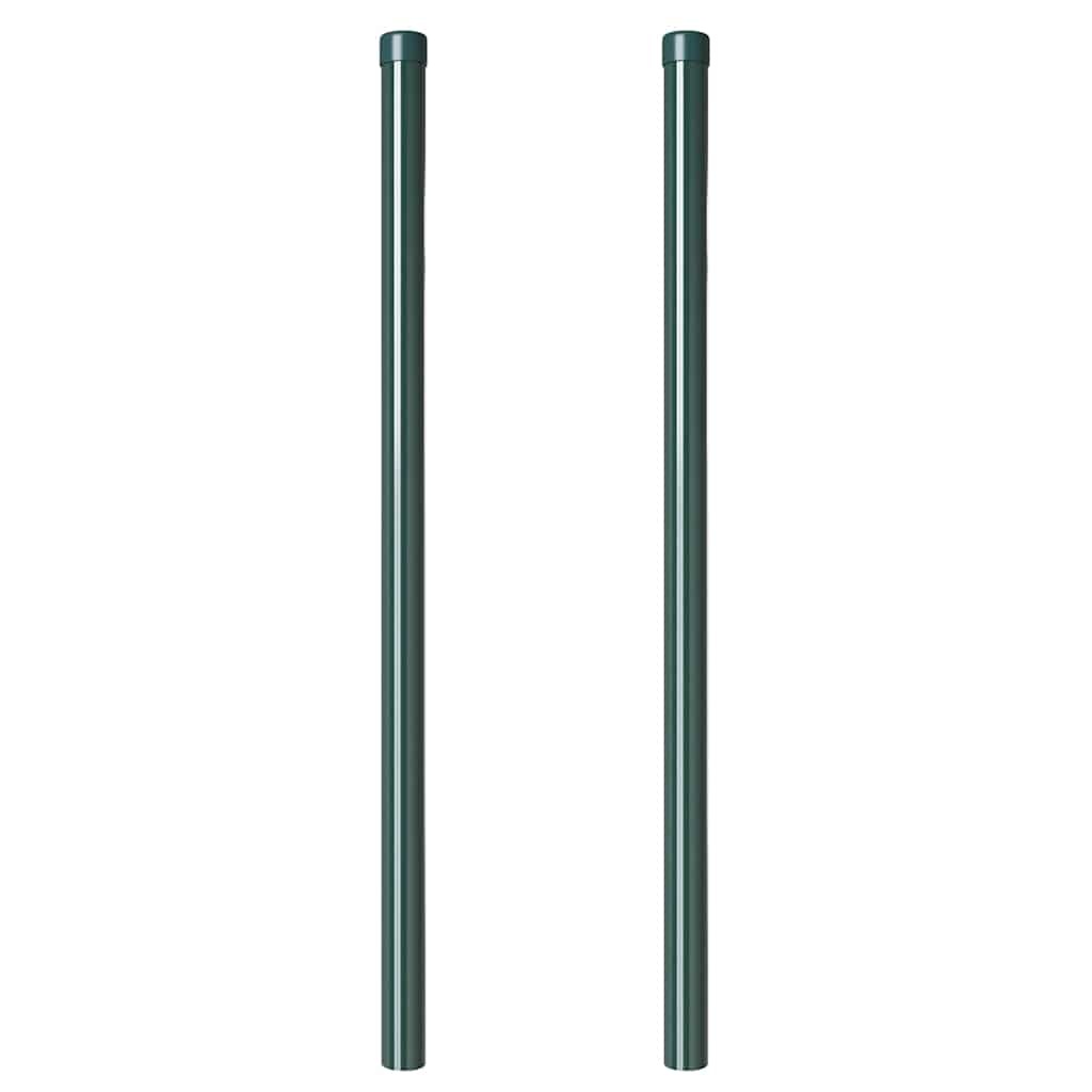 VidaXL Hekpalen 2 pcs Groen 100 cm Poedergecoat staal
