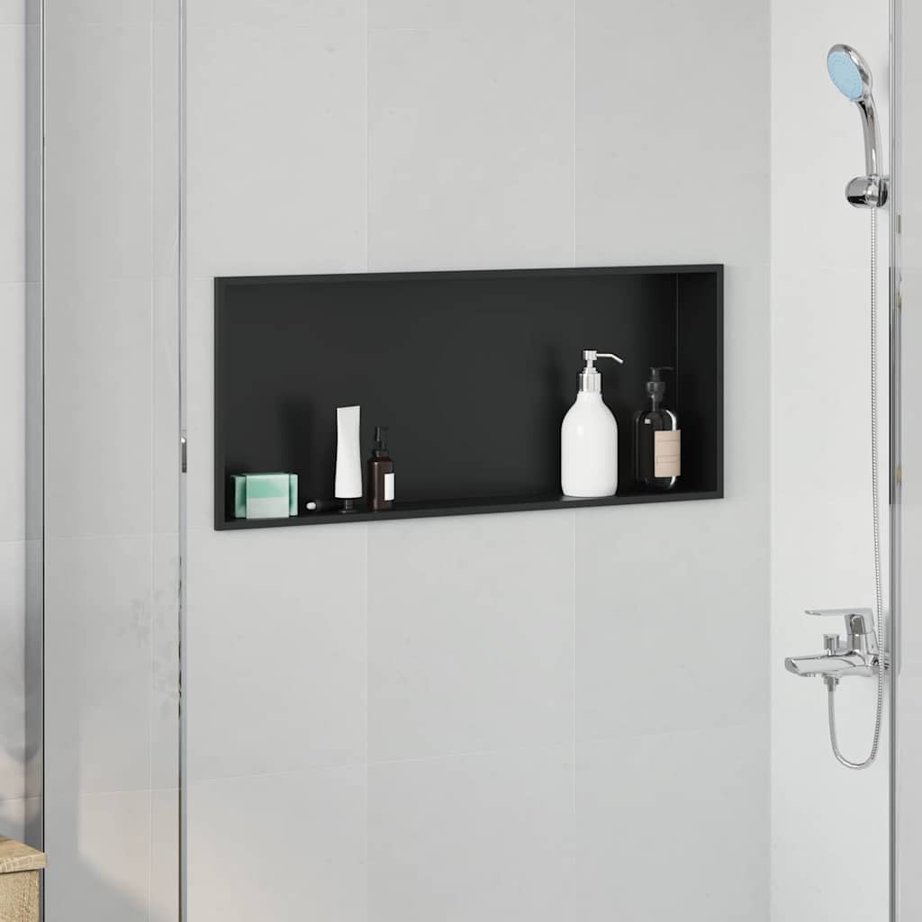 VidaXL Douche Niche Zwart 75 x 30 x 9.5 cm Roestvrij staal