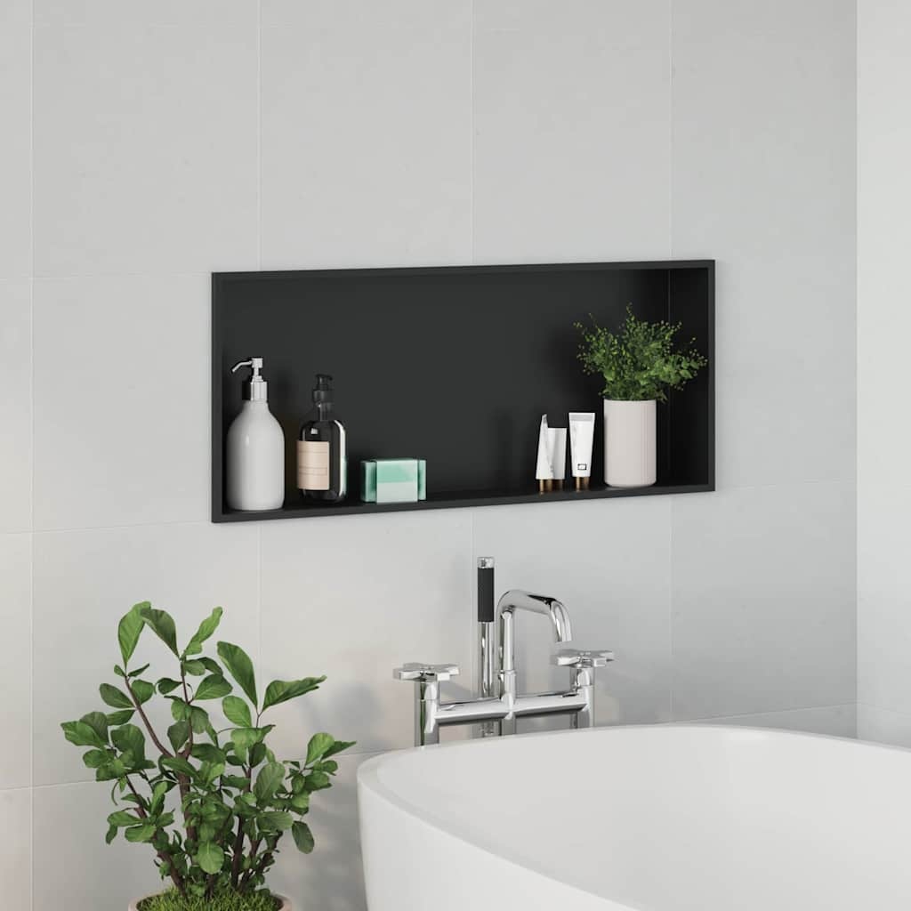 VidaXL Douche Niche Zwart 75 x 30 x 9.5 cm Roestvrij staal