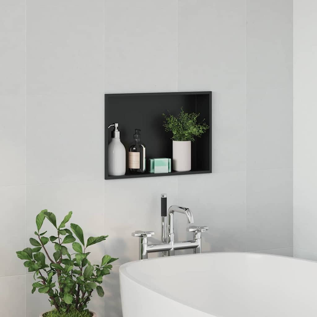 VidaXL Douche Niche Zwart 45 x 30 x 9.5 cm Roestvrij staal