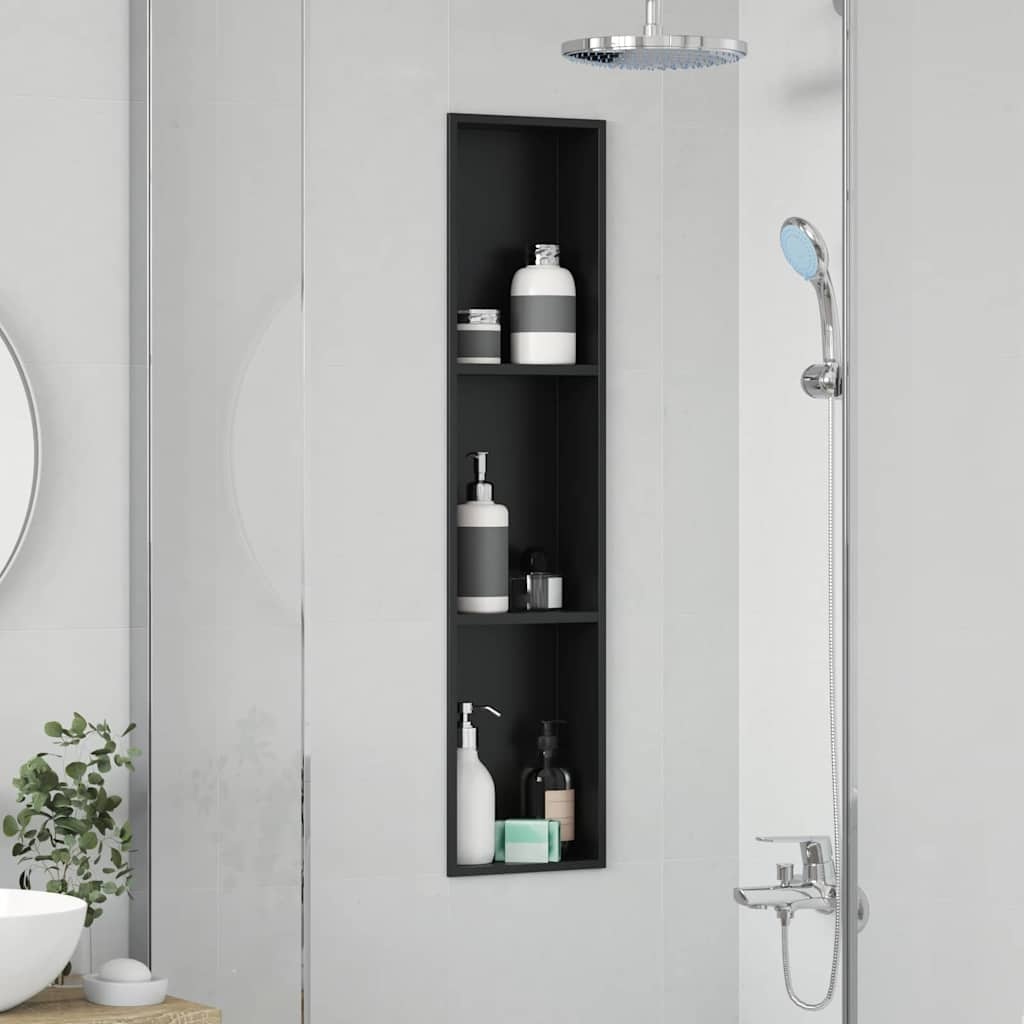 VidaXL Douche Niche Zwart 90 x 20 x 9.5 cm Roestvrij staal
