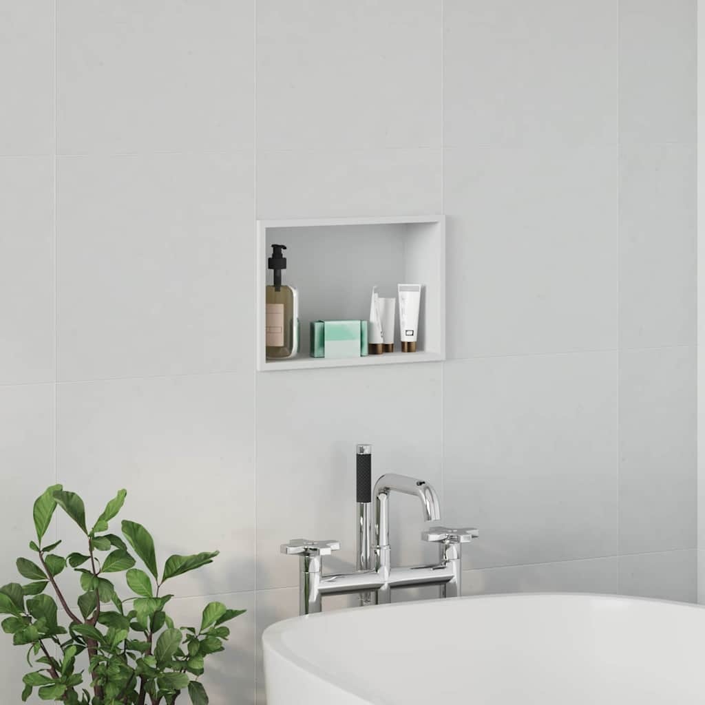 VidaXL Douche Niche Wit 30 x 20 x 9.5 cm Roestvrij staal