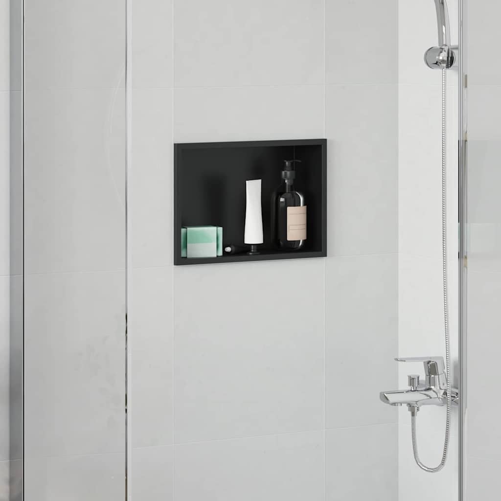 VidaXL Douche Niche Zwart 30 x 20 x 9.5 cm Roestvrij staal
