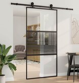 VidaXL Schuifdeur Zwart 102.5 x 205 cm Gehard glas en Aluminium