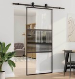 VidaXL Schuifdeur Zwart 90 x 205 cm Gehard glas en Aluminium