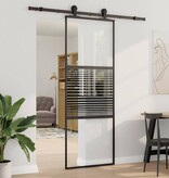VidaXL Schuifdeur Zwart 76 x 205 cm Gehard glas en Aluminium