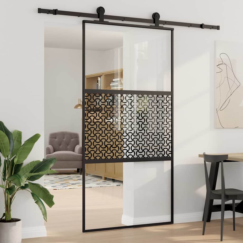 VidaXL Schuifdeur Zwart 102.5 x 205 cm Gehard glas en Aluminium