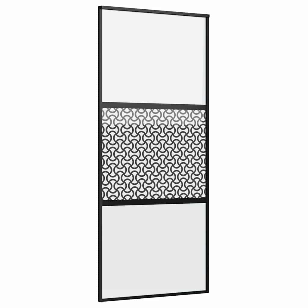 VidaXL Schuifdeur Zwart 90 x 205 cm Gehard glas en Aluminium