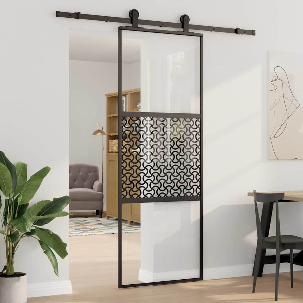 VidaXL Schuifdeur Zwart 76 x 205 cm Gehard glas en Aluminium