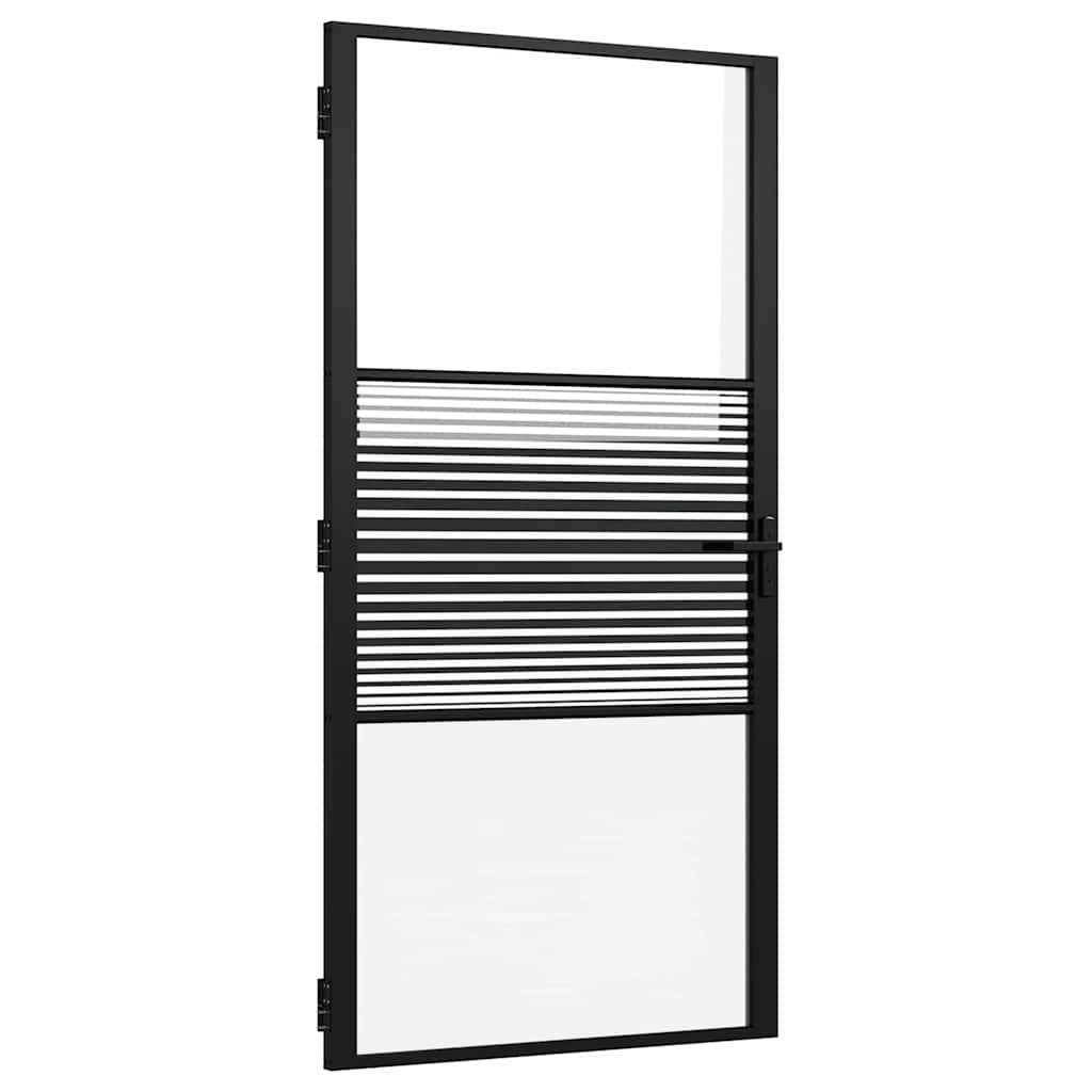 VidaXL Binnen Deur Zwart 102.5 x 201.5 cm Gehard glas en Aluminium