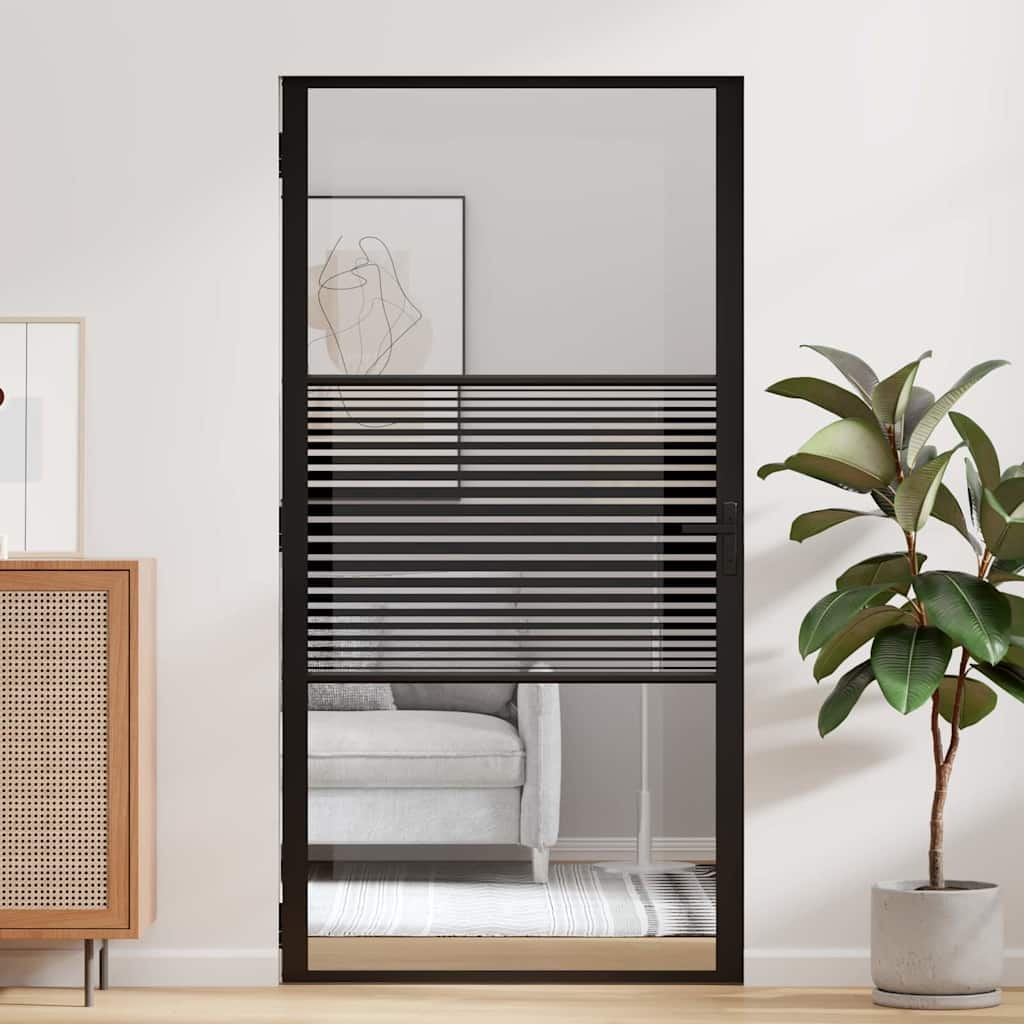 VidaXL Binnen Deur Zwart 102.5 x 201.5 cm Gehard glas en Aluminium