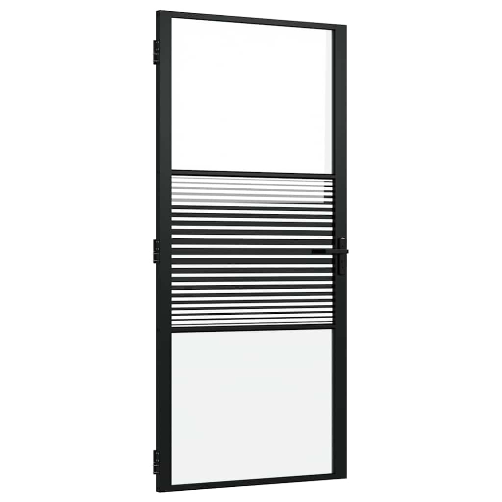 VidaXL Binnen Deur Zwart 93 x 201.5 cm Verstevigd glas, Aluminium