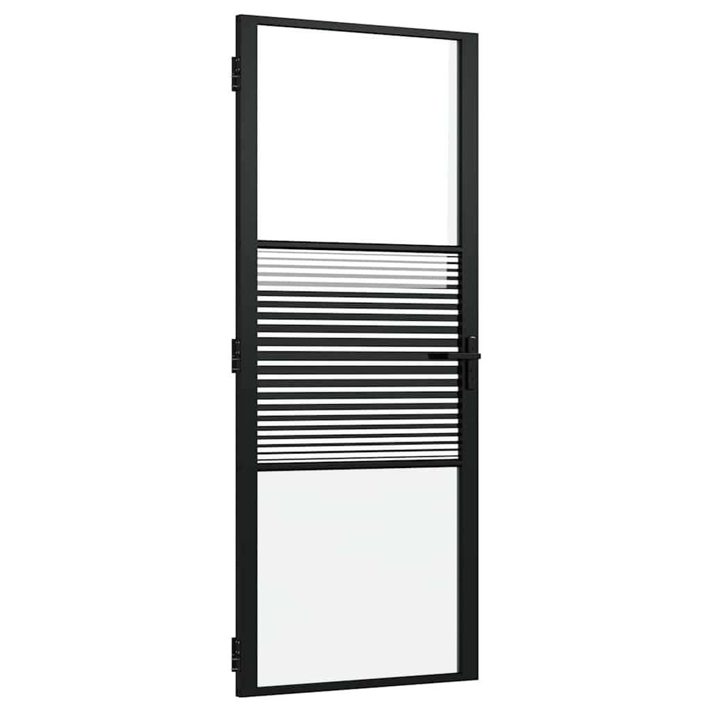 VidaXL Binnen Deur Zwart 83 x 201.5 cm Verstevigd glas, Aluminium