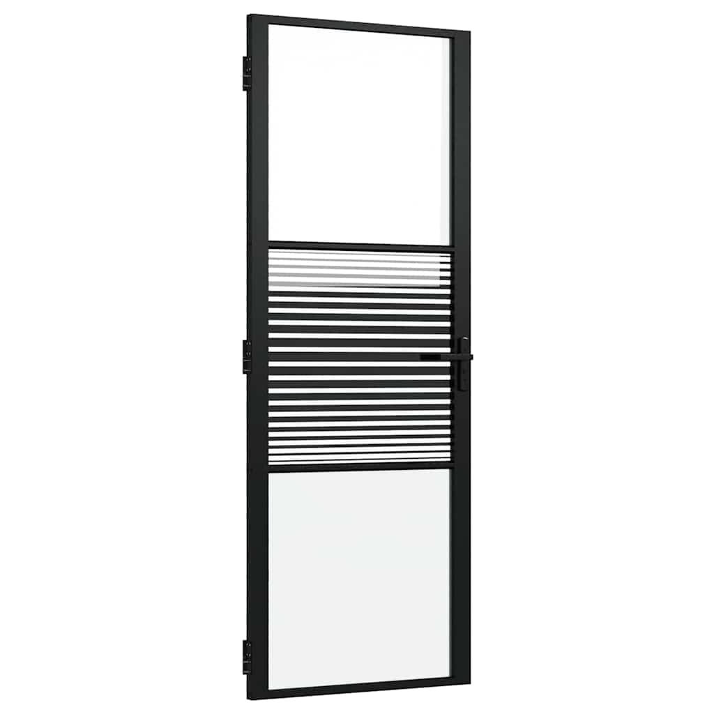 VidaXL Binnen Deur Zwart 76 x 201.5 cm Verstevigd glas, Aluminium
