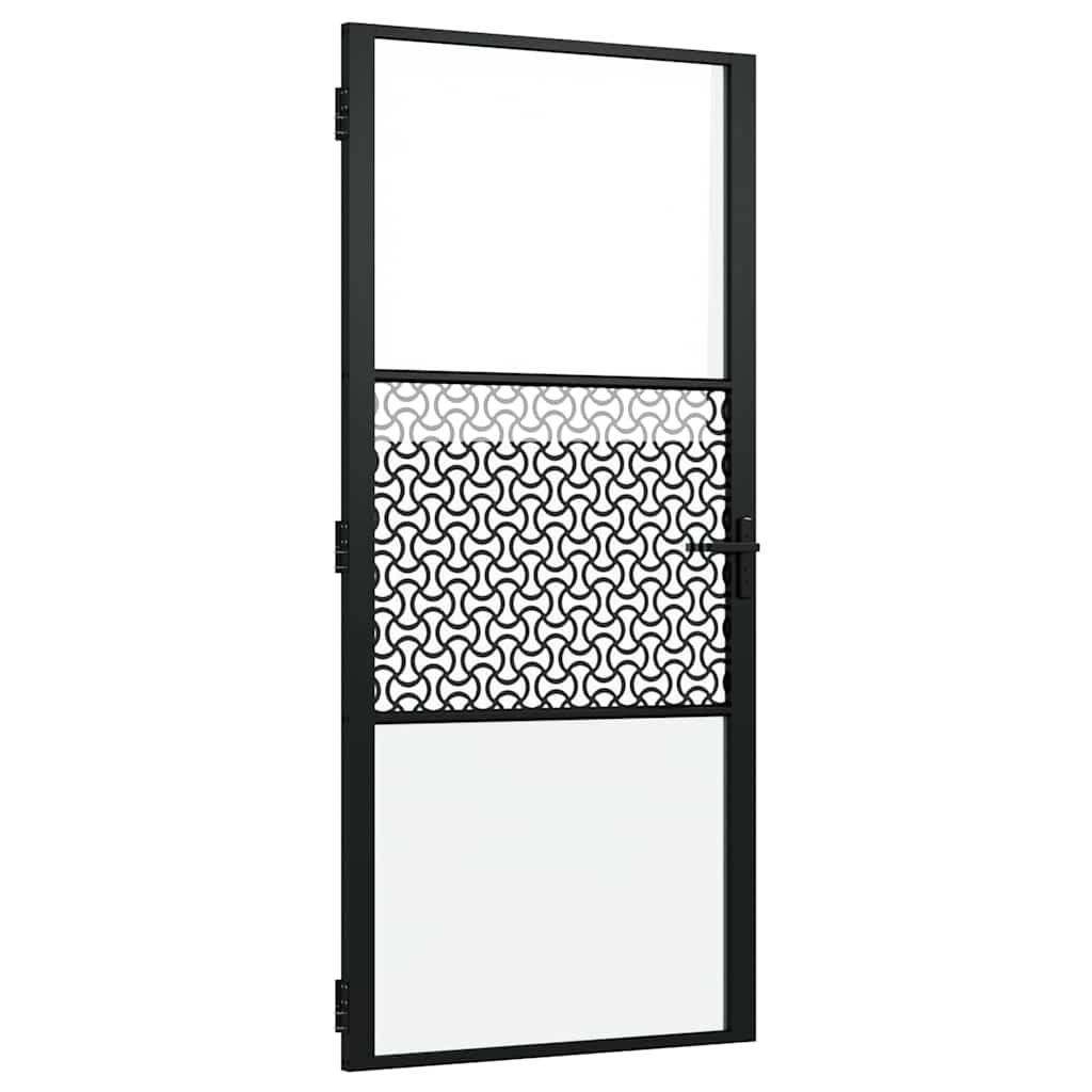 VidaXL Binnen Deur Zwart 93 x 201.5 cm Gehard glas en Aluminium