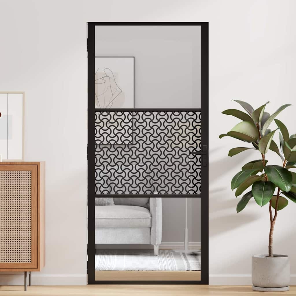 VidaXL Binnen Deur Zwart 93 x 201.5 cm Gehard glas en Aluminium