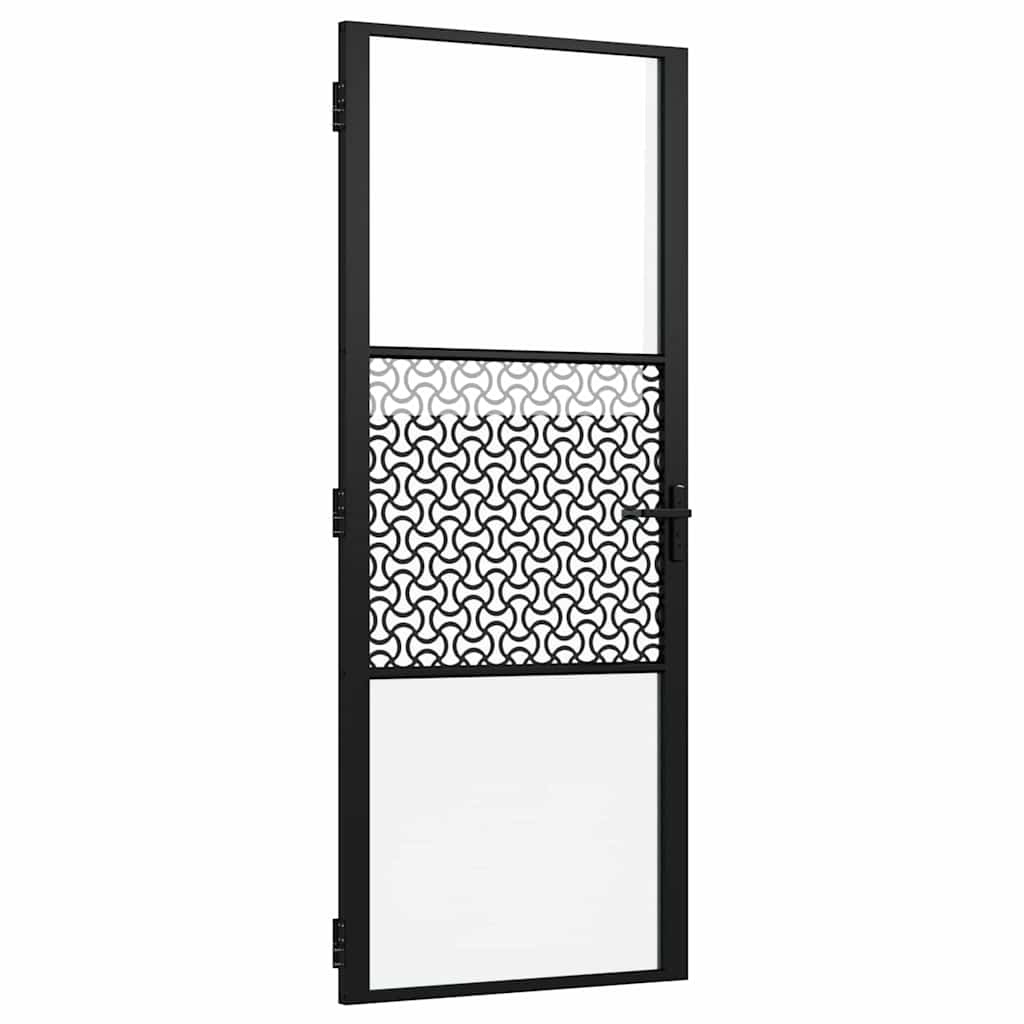 VidaXL Binnen Deur Zwart 83 x 201.5 cm Verstevigd glas, Aluminium