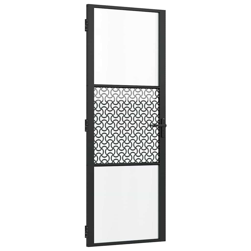VidaXL Binnen Deur Zwart 76 x 201.5 cm Verstevigd glas, Aluminium
